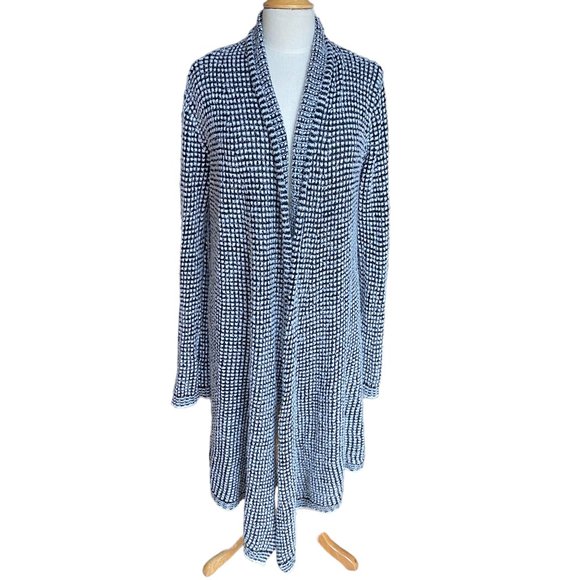 Joseph A. Longline Duster Striped Eyelash Grannycore Slouchy Knit Cardigan-M - Picture 4 of 13